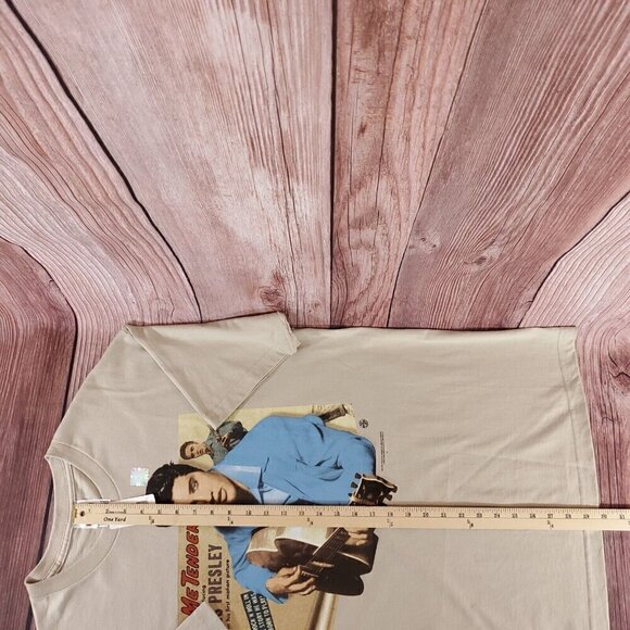 Vintage 1998 AAA Mens Sz XL Elvis Presley Love Me Tender Tan T-Shirt Tee Cotton - Picture 12 of 13